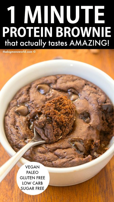 Easy Mug Brownie Recipe, Mug Brownie Recipes, Mug Brownie, Brownie Vegan, Protein Brownie, Protein Mug Cakes, Brownie In A Mug, High Protein Desserts, Protein Dinner