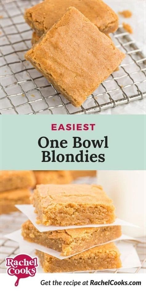 If you're looking for an easy dessert recipe, you will love these scrumptious blondies. Gooey blondies melt in your mouth with buttery caramel flavor. Have you ever tried a blondie? You may think a brownie without chocolate is missing something essential and would be kind of boring. Not true! These gooey treats are pretty much irresistible and not boring at all. Without the chocolate, the caramel flavors of butter, brown sugar, and vanilla shine through. Best Blondie Recipe, Gooey Blondies, Baking Without Butter, Best Blondies Recipe, Blondies Recipe Easy, Vanilla Brownies, Blonde Brownies, Blondie Recipe, Chocolate Chip Blondies