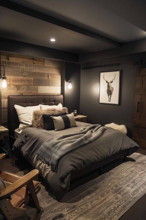 Young Adult Bedroom Male, Young Adult Male Bedroom Ideas, Bedroom Ideas Masculine, Adult Male Bedroom Ideas, Young Adult Bedroom, Male Bedroom, Male Bedroom Ideas, Men's Bedroom, Industrial Style Bedroom