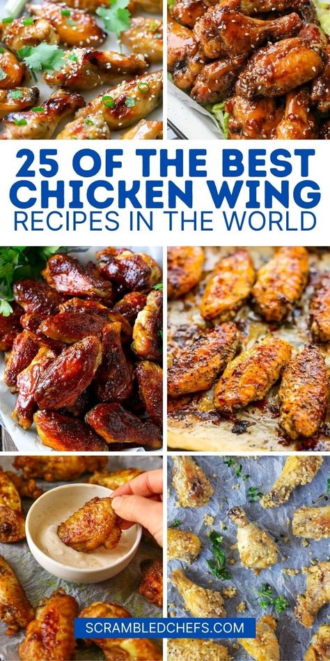 Find your new favorite chicken wing recipes on this great list! Tons of delicious flavor packed chicken wings for easy appetizers and meals! You'll love the baked chicken wings, buffalo chicken wings, barbecue chicken wings, and even smoked chicken wings on this list of great reicpes! Chicken Wings And Drumettes, Restaurant Style Wings, Different Kinds Of Chicken Wings, Wingettes And Drumettes, Chicken Wing Section Recipes, Things To Do With Chicken Wings, Chicken Wing Flats Recipes, Chicken Wing Appetizers For Party, Types Of Chicken Wings