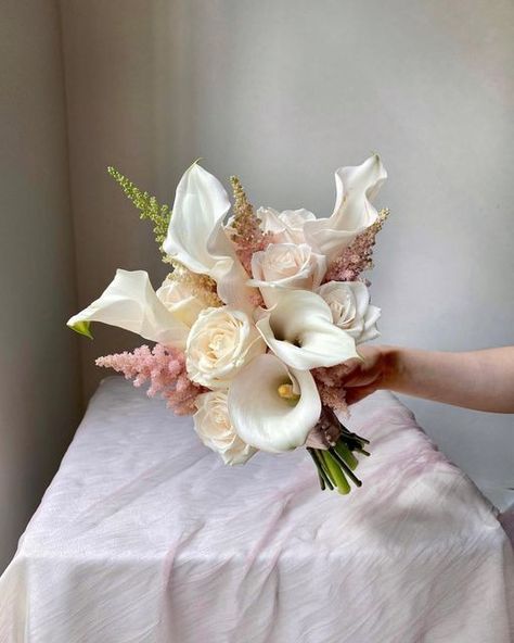 Classy Bouquet Of Flowers, Wedding Flowers Simple Bouquet, Wedding Bouquets May, Affordable Bouquet Wedding, Wedding Bouquets Classy, Clean Bridal Bouquet, Lilys Wedding Bouquet, Peony And Orchid Wedding Bouquet, Pink Bouquet Flowers Wedding