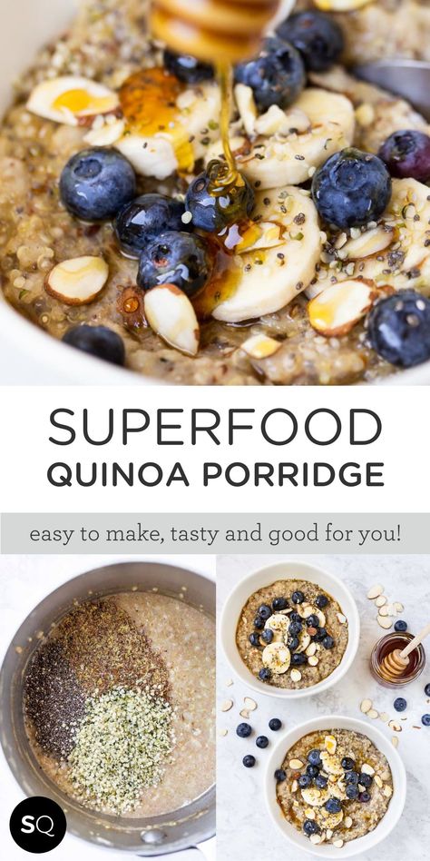 Superfood Oatmeal Bowl, Quinoa Superfood Bowl, High Protein Porridge Recipes, Vegan Breakfast Porridge, Superfood Overnight Oats, Lentil Porridge Recipe, Winter Vegetarian Breakfast, Quinoa Breakfast Ideas, Easy Superfood Recipes