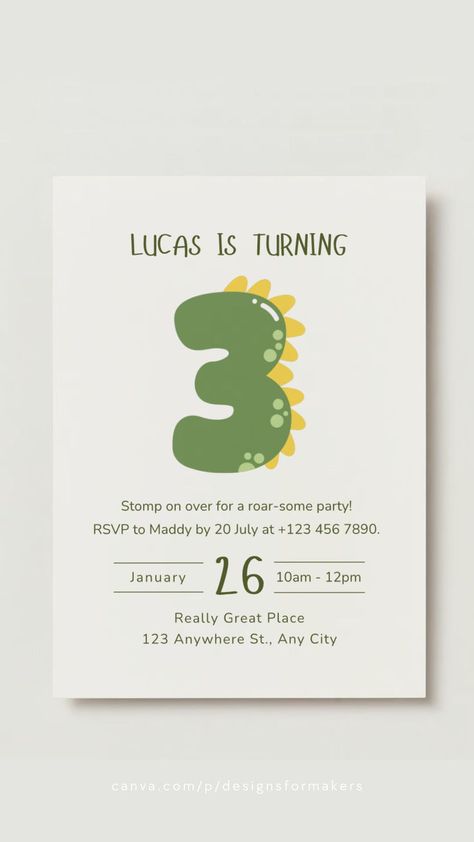 Green Beige Modern Minimal Dinosaur Kids Birthday Invitation Dinosaur Birthday Party Minimalist, Dino Birthday Party Invitations, Birthday Invitation Dinosaur, Minimal Birthday Invitation, Minimal Dinosaur Party, Modern Dinosaur Party, Dinosaurs Birthday Party Ideas, Beige Birthday Theme, Kids Invitations Birthday