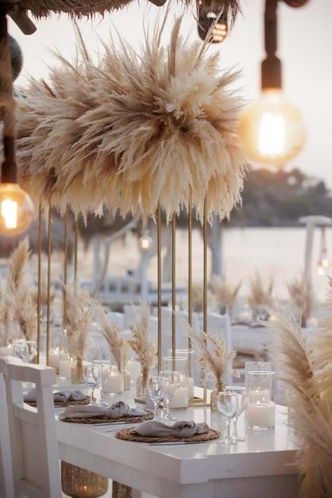 Pampa Grass Wedding Bouquet, Pampas Table Runner, Pampas Grass Beach Wedding, Pampas Table Decor, Pampas Centerpieces Wedding, Pampas Floral Arrangement, Pampas Grass Centerpieces, Spetses Wedding, Glam Boho Wedding