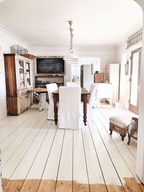 White Painted Wood Floors, White Painted Floors, Painted Hardwood Floors, House Is A Mess, Trendy Farmhouse, Painted Wood Floors, White Wood Floors, Liz Marie, Magic House