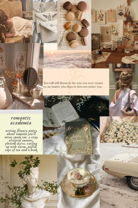 Romantic Academia Decor, Romantic Academia Aesthetic Pictures, Romantic Academia Moodboard, Royal Academia Aesthetic, Light Academia Aesthetic Bedroom, Light Academia Aesthetic Flowers, Academia Aesthetic Bedroom, Stephanie Core, Romantic Academia Aesthetic Outfit