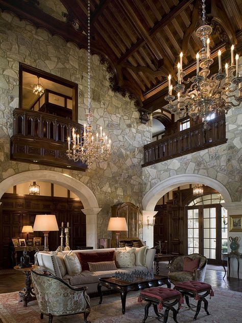 Living Room Medieval Home Decorating Design, Pictures, Remodel, Decor and Ideas Lodge House, Interior Design Per La Casa, French Country Living Room, Tudor Style Homes, Casas Coloniales, Rustic Stone, Tudor House, Versace Home, Country Living Room