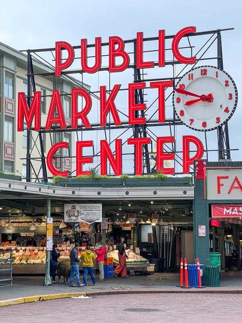 Entrance to Pike Place Market in Seattle, Washington Art Deco Typography, Pike Place Market Seattle, Visit Seattle, Seattle Travel, Washington Travel, Seattle City, Public Market, Pike Place Market, Pike Place