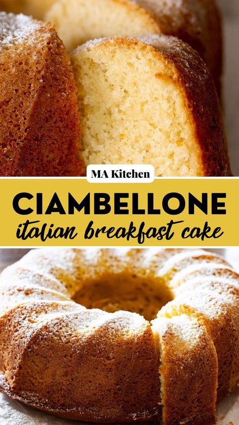 Collage of ciambellone cake with text overlay. Mascarpone Recipes, Avocado Recipes Breakfast, Breakfast Recipes Kids, Italian Chocolate, Italian Breakfast, Breakfast Recipes Sweet, Chocolate Chip Cake, Dessert Cake Recipes, Bundt Cakes Recipes