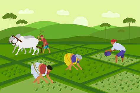 Indian agriculture working farmer harves... | Premium Vector #Freepik #vector #background #people #water #man Indian Agriculture, Agriculture Pictures, Farmer Painting, Village Scene Drawing, Walking Cartoon, Free Cartoon Characters, Free Green Screen Backgrounds, Cartoon Maker, Farm Cartoon