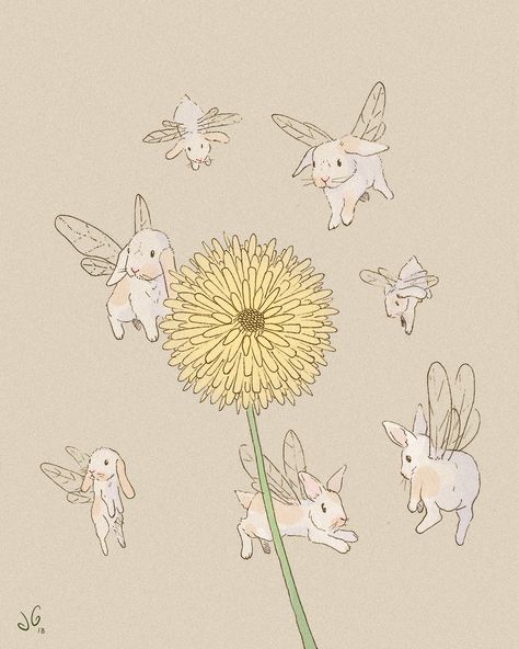 Mini Bunny, Rabbits, Dandelion, Animals