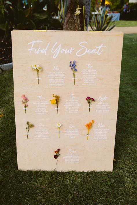 Ojai Rancho Inn Wedding | Art & Soul Events Fancy Garden Wedding, Find Your Seat Ideas, Find Your Table Wedding Ideas, Place Name Ideas, Marque Wedding, Swedish Culture, Wildflower Wedding Theme, Az Wedding, Find Your Seat