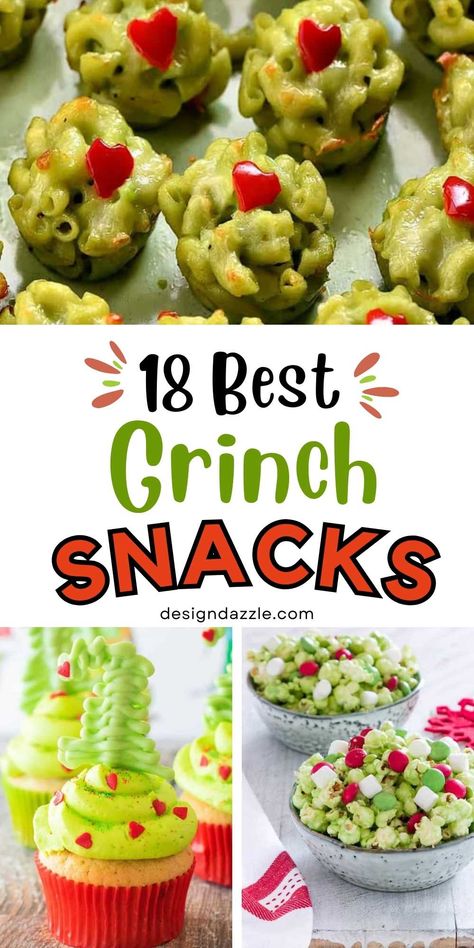 Grinch Snack Ideas, Grinch Dessert Ideas, Grinch Snacks, Green Food Party, Grinch Christmas Treats, Grinch Snack, Grinch Popcorn, Christmas Party Snacks, Grinch Cake