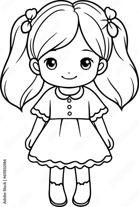 Colouring Pages For Kids Easy, Cute Doll Drawing, Adult Coloring Sheets, Drawing And Colouring, Fruit Coloring, Bee Coloring Pages, Flower Pattern Drawing, Free Kids Coloring Pages, Doll Drawing