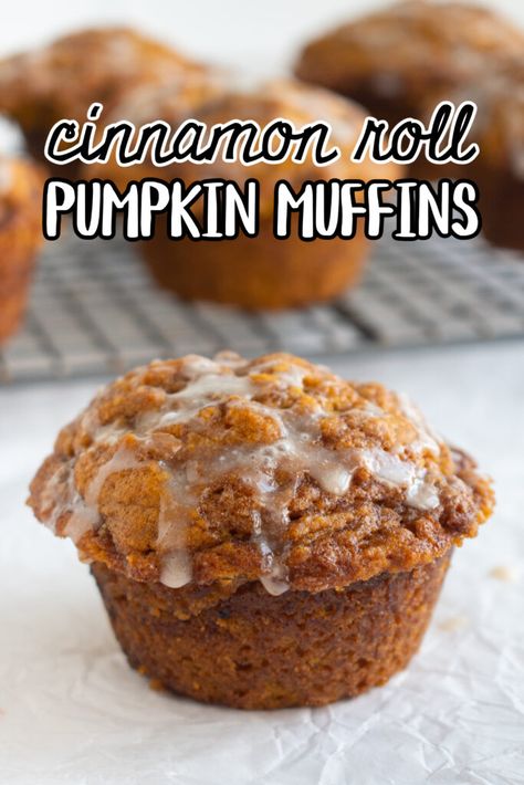 Cinnamon Roll Pumpkin Muffins - Make the Best of Everything Cinnamon Roll Pumpkin Muffins, Pumpkin Cinnamon Rolls Muffins, Pumpkin Cinnamon Roll Cupcakes, Best Pumpkin Muffins Ever, Pumpkin Munchkin Recipe, Pumpkin Cinnamon Muffins, Cinnamon Roll Muffins Easy, Pumpkin Cinnamon Roll Muffins, Pumpkin Cinnamon Rolls Easy