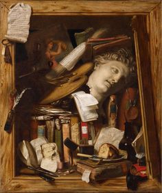 "The Vanity Of The Artist's Dream," Charles Bird King, 1830, Oil and graphite on canvas, 35 1/8 x 29 1/2", Harvard Art Museums. Harvard Art Museum, Handy Wallpaper, Antique Sculpture, Tinta China, Found Object Art, America Art, Still Life Art, Art Appreciation, Arte Fantasy