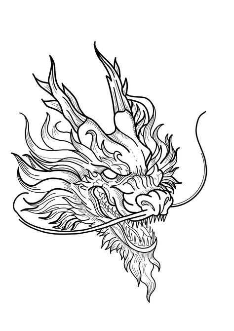 Dragon Face Design, Japanese Dragon Face, Japanese Dragon Head Tattoo, Dragon Face Drawing, Dragon Face Tattoo, Dragon Tattoo Stencil, Chest Tattoo Stencils, Font Tato, Dragon Head Tattoo