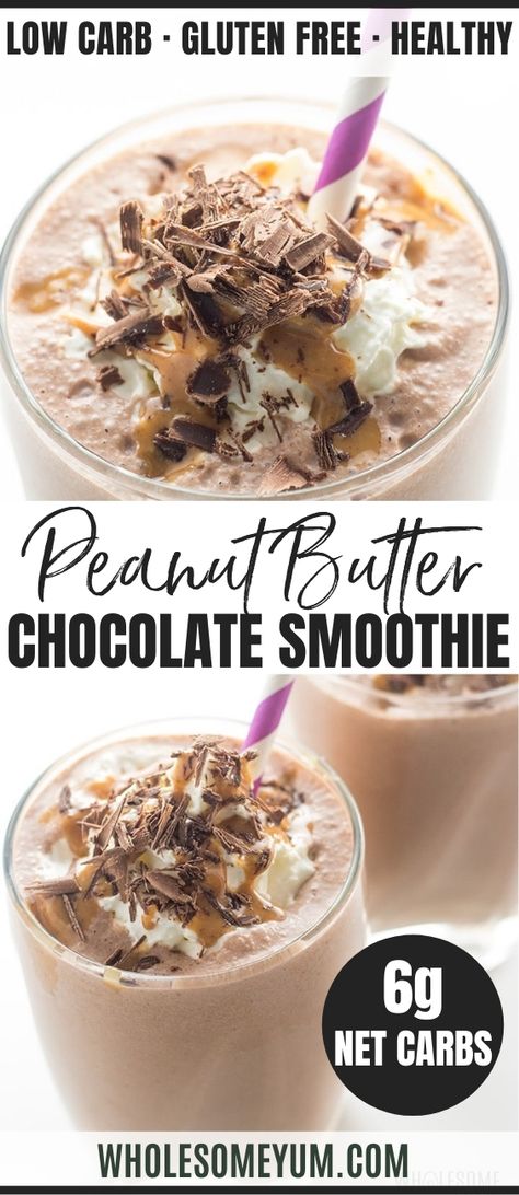 Chocolate Peanut Butter Smoothie Recipes, Low Carb Smoothie, Peanutbutter Smoothie Recipes, Healthy Chocolate Peanut Butter, Low Carb Smoothie Recipes, Chocolate Peanut Butter Smoothie, Resep Smoothie, Keto Smoothie Recipes, Desserts Keto