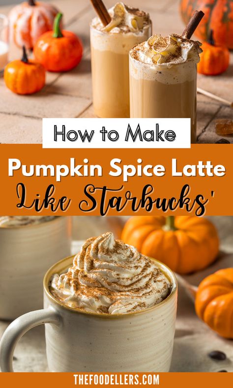 Discover how to make the perfect pumpkin spice latte at home with our easy-to-follow recipe. Using simple ingredients like real pumpkin puree, aromatic spices, and your favorite milk, this homemade version is both healthier and more affordable than store-bought. Learn the tips and tricks to create a rich, flavorful latte that's perfect for cozy autumn mornings or any time you crave that classic pumpkin spice taste. Diy Pumpkin Latte, How To Make A Pumpkin Spice Latte, How To Make Pumpkin Spice Latte, Starbucks Pumpkin Spice Latte Recipe, Pumpkin Chai Latte Starbucks, Homemade Latte Recipe, Copycat Starbucks Pumpkin Spice Latte, Pumpkin Cream Recipe, Diy Pumpkin Spice Latte