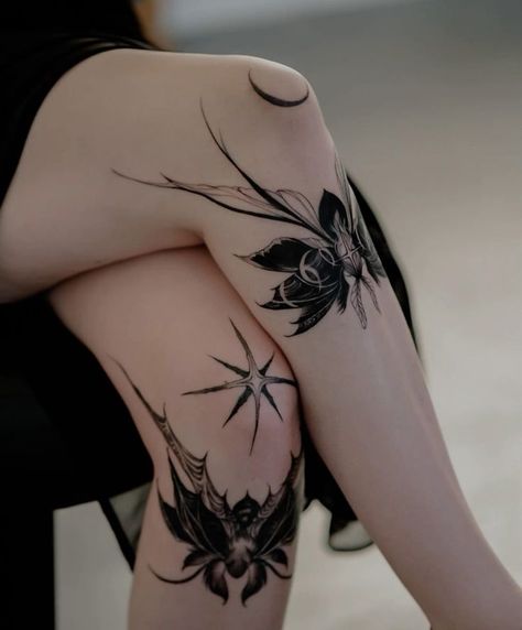 4 Tattoo, Moth Tattoo, Leg Tattoos Women, Tatuaje A Color, Bad Tattoos, Knee Tattoo, Up Tattoos, Dream Tattoos, Tattoo Placement