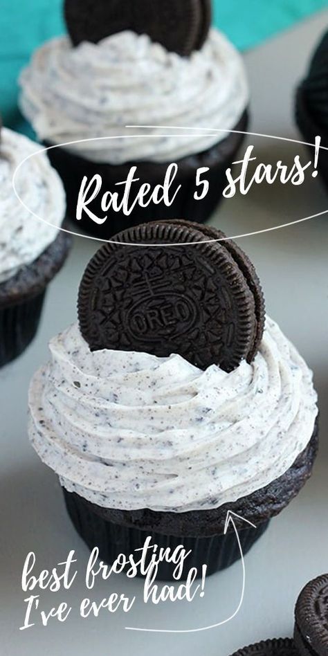 Oreo Buttercream Frosting, Frosting Decorating, Cookies And Cream Cupcakes, Cookies And Cream Frosting, Cookie And Cream Cupcakes, Cake Mix Cupcakes, Chocolate Cupcakes Filled, Oreo Frosting, Oreo Buttercream