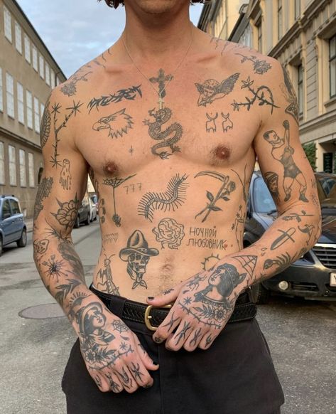 Tattoo Homme, Patchwork Tattoos, Brother Tattoos, Small Chest Tattoos, Torso Tattoos, Funky Tattoos, Tattoo Inspiration Men, Chest Tattoo Men, Small Tattoos For Guys