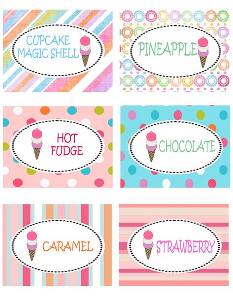 Anne's Vinyl and so much more!: Ice cream Sundae Birthday party! Ice Cream Label, Ice Cream Sundae Party, Ice Cream Social Party, Sundae Party, Printable Ice Cream, Ice Cream Sunday, Ice Cream Party Theme, Ice Cream Sundae Bar, Ice Cream Tubs