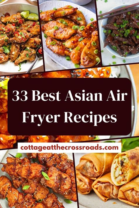 33 best asian air fryer recipes pin Asian Air Fryer Recipes, Air Fryer Chinese Recipes, Air Fryer Recipes Asian, Air Fryer Chinese, Teriyaki Chicken Breast, Chicken Breast Dishes, Sweet Chili Dipping Sauce, Glazed Chicken Wings, Vegetable Spring Rolls