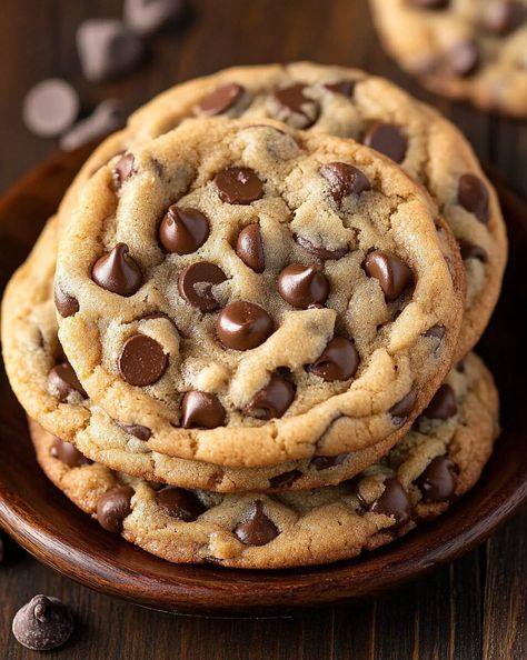 Bakery-Style Chocolate Chip Cookies Large Bakery Style Chocolate Chip Cookies, Chocolate Chip Cookies Bakery Style, Aesthetic Cookie Pictures, Thick Chocolate Chip Cookie Recipe, Thick Chewy Chocolate Chip Cookies, Thick Chocolate Chip Cookies, Bakery Style Cookies, Bakery Style Chocolate Chip Cookies, Best Cookie Recipe Ever