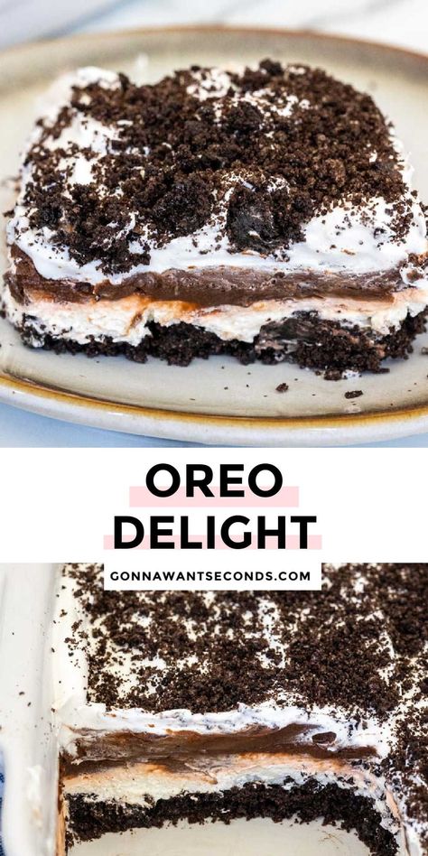 Oreo Layer Dessert, Layered Dessert Recipes, Chocolate Pudding Cookies, Oreo Delight, Chocolate Pudding Desserts, Cheese And Chocolate, Oreo Dessert Recipes, Layered Dessert, Cream Cheese Desserts