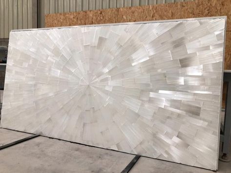 Crystal Countertop Kitchen Counters, Crystal Stone Decor Ideas, Sparkly Countertops, Kitchen Slab, Kitchen Island Tops, Countertop Slabs, Stone Table Top, Selenite Stone, Epoxy Flooring