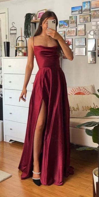 Prom Dress Inspo, A Line Prom Dress, Prom Dresses Black Girls Slay, Red Dresses Classy, Red Wedding Dresses, Long Red Dress, Prom Dresses For Teens, Prom Dress Inspiration, A Line Prom Dresses