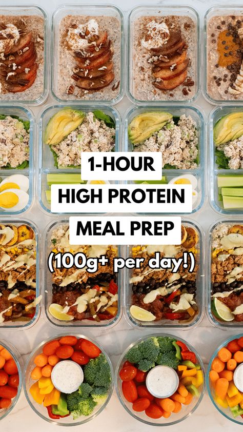 This healthy meal prep menu is for a for work week. All of the recipes are high protein, healthy, and super easy to make. This entire meal prep menu can be whipped up in about one hour. All recipes are gluten free. #mealprep #healthyeating High Protein Meal Prep Gluten Free, Lunch High Protein Meal Prep For The Week, Bulk Meal Prep Families, High Protein Meals Women, Fat Loss Meal Prep For The Week, Healthy Dinner Prep For The Week, Best Meal Prep For Fat Loss, Meal Prep Whole Foods, Protein Focused Meal Prep