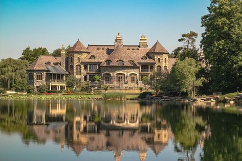 Former Pizza Hut Entrepreneur's 50,000 Sq. Ft. Fort Wayne, IN Mansion for $30M (PHOTOS) - Pricey Pads Big Mansion Exterior, Big Old Mansion, Big Houses Exterior, Mansion House Plans, Huge Mansion, Big Mansion, Mini Mansion, Big Mansions, Stone Mansion