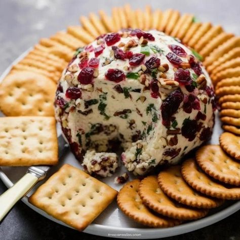 Cranberry Pecan Cheese Ball Corn Nuggets Recipe, Cranberry Pecan Cheese Ball, Pecan Cheese Ball, Cream Cheese Ball, Festive Appetizers, Cranberry Cream Cheese, Buttery Shortbread Cookies, Cranberry Cheese, Cheese Crisps