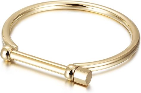 Amazon.com: WISTIC Bar Screw Bracelets Cuff Bangle for Men Stainless Steel Jewelry Chunky Bracelet for Women Stainless Steel and Clasp Wristband Cuff Bracelet for Girls Gold Rose Gold Silver Black PVD Plated Touch of Luxury Polished Chunky Couples Friendship Bracelets (Men Glod): Clothing, Shoes & Jewelry Bangle For Men, Gold Touch, Screw Bracelet, Bar Bracelet, Chunky Bracelets, Cuff Bangle Bracelet, Gold Cuffs, Men Jewelry, Bar Bracelets