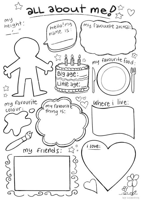 About Me Template, Bullet Journal Mood Tracker Ideas, Bullet Journal Mood, Fun Worksheets, Printable Coloring Book, All About Me, Cute Doodles Drawings, Dessin Adorable, Coloring Book Art