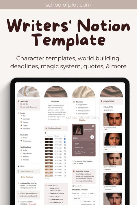 #Writing_Notion_Template #Writing_Notion #Notion_Template_Dashboard #Novel_Planner Story Planning Template, Writing Notion, Notion Template Dashboard, Scrivener Templates, Book Writing Template, Notion Template For Work, Book Planning, Novel Planner, Notion Workspace