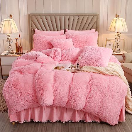 Pink Comforter Sets, Fluffy Comforter, Pink Comforter, Velvet Bedding Sets, Fluffy Bedding, Twin Comforter, Velvet Bed, Pink Bedding, Bed Sets