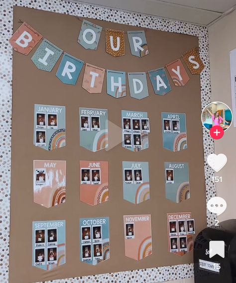 Form Board Ideas Secondary, Boho Birthday Wall Classroom, Classroom Inspiration Preschool, All About Me Display Board, Polaroid Classroom Ideas, Classroom Decor Toddler Room, Birthday Walls For Classroom, Cute Classroom Ideas Preschool, Birthdays Classroom Display Ideas