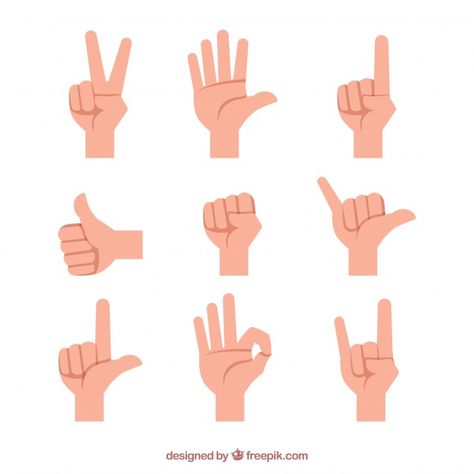 Hands collection with different poses in... | Free Vector #Freepik #freevector #hand #hands #sign #flat Hand Illustration Design, Hand Graphic, Hand Gestures, Flat Design Icons, Vector Character Design, Character Template, Hand Drawing Reference, Different Poses, Vector Icons Illustration