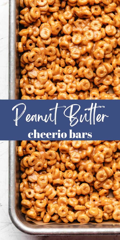 Peanut Butter Cheerio Bars (Three Ingredients) - I Heart Eating Cheerios Peanut Butter Honey, 3 Ingredient Cheerio Bars, Cheerio Peanut Butter Bars Marshmallows, Cheerios And Peanut Butter Bars, No Bake Cheerio Peanut Butter Bars, Peanut Butter Cheerio Bars Marshmallows, Cheerios Marshmallow Treats Recipe, Honeynut Cheerio Bars, Quick Work Snacks