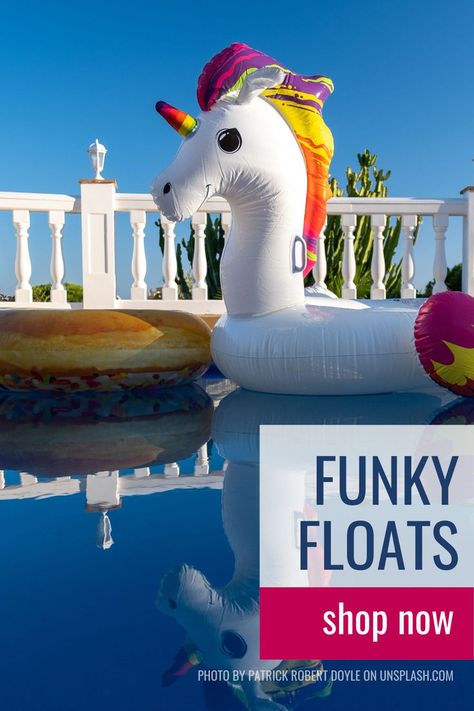 large unicorn pool float in a pool shop now for funky floats Giant Pool Floats, Giant Pool, Beach Floats, Unicorn Pool Float, Lake Floats, Swimming Pool Party, Pool Rafts, Party Swimming Pool, Inflatable Pool Floats