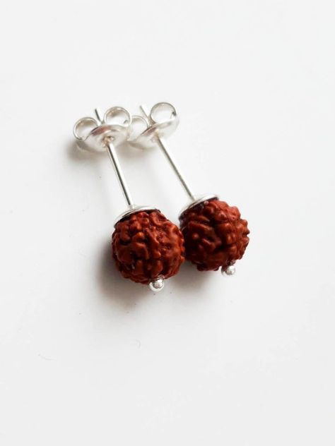 Rudraksha stud earrings Small 5 Panch Mukhi seed bead Shiva | Etsy Rudraksha Jewelry, Unique Stud Earrings, Yoga Earrings, Rudraksha Beads, Stud Earrings Unique, Shiva Shakti, Kundalini Yoga, Minimalist Gifts, Small Earrings Studs