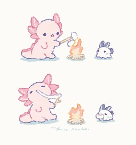 Axolotl Cute, Cute Easy Doodles, Cat Doodle, Animal Doodles, 카드 디자인, Cute Doodles Drawings, Cute Doodle Art, Kawaii Animals, Cute Little Drawings