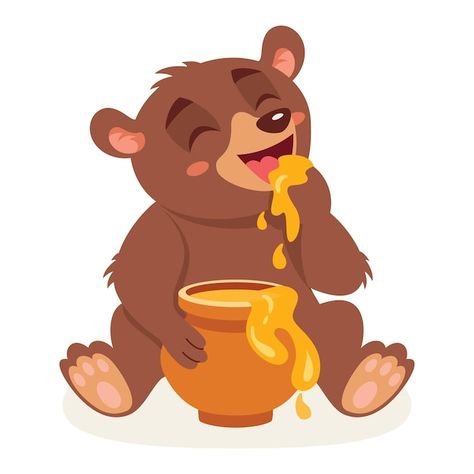 Vector cartoon illustration of a bear | Premium Vector #Freepik #vector #bear #honey-bear #cartoon-bear #animal-character Honey Illustration, Bear Honey, Premium Vector Cartoon, Mini Toile, Bear Sitting, Bear Vector, Elephants Photos, Bear Character, Avatar Cartoon