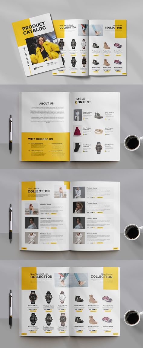 Product catalogue or Catalog design Magazine Template Print Catalog Design, Single Page Brochure Design, Catalog Layout Design Inspiration, Product Catalogue Cover Design, Product Brochure Layout, Product Catalog Design Inspiration, Catalogue Design Fashion, Catalogue Layout Design Product, Product Magazine Layout Design