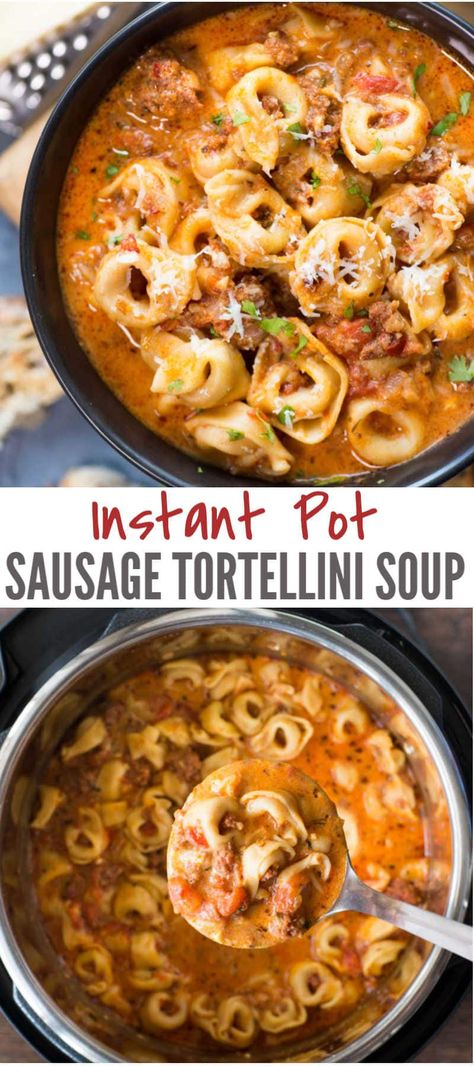 Healthy Tortellini, Tortellini Chicken, Soup Sausage, Soup Tortellini, Pasta Sausage, Sausage Tortellini Soup, Sausage Tortellini, Instant Pot Pasta Recipe, Recipes Sausage