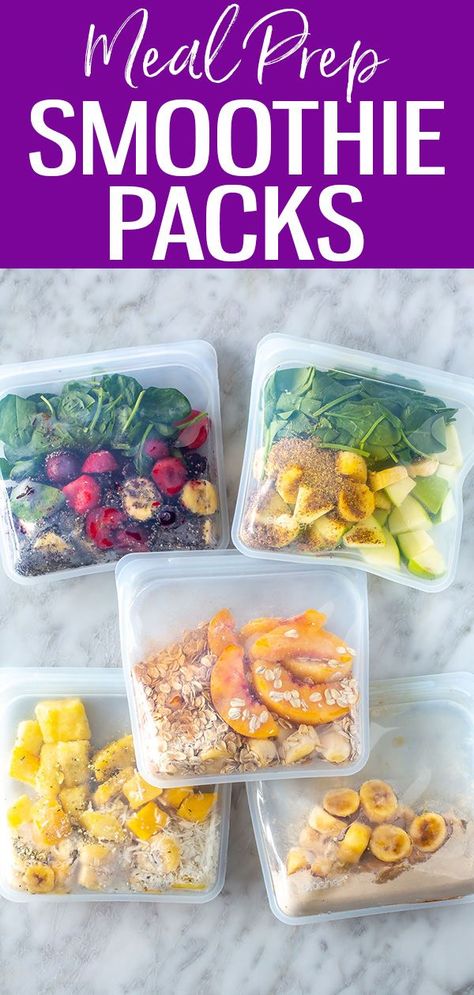 Smoothie Prep For The Week, Itrackbites Recipes, Best Way To Meal Prep, Make Ahead Smoothie Packs, Meal Prep Smoothies, Frozen Smoothie Recipes, Prep Smoothies, Pregnancy Freezer Meals, Frozen Smoothie Packs