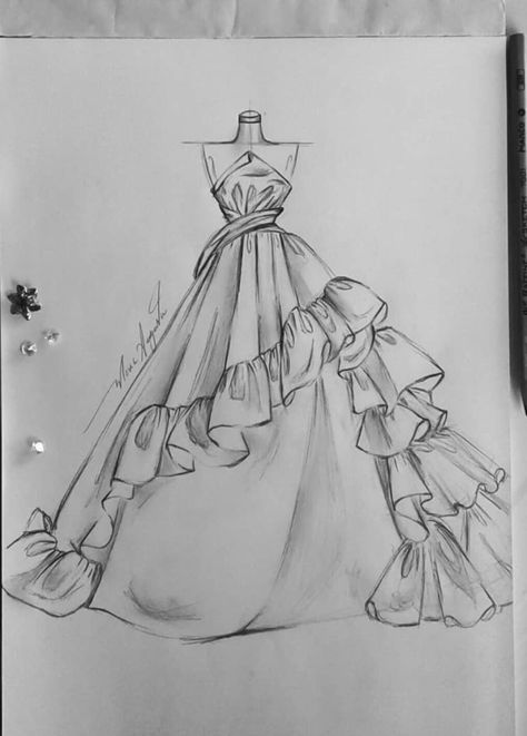 Designs Clothes Draw, Fashion Body Sketch Front And Back, How To Design A Dress Drawing, Fashion Designing Dresses, Cloud Dress Drawing, How To Draw Clothes Fashion Design, Dress Painting Designs, Sketches Of Outfits, Falling Poses Drawing